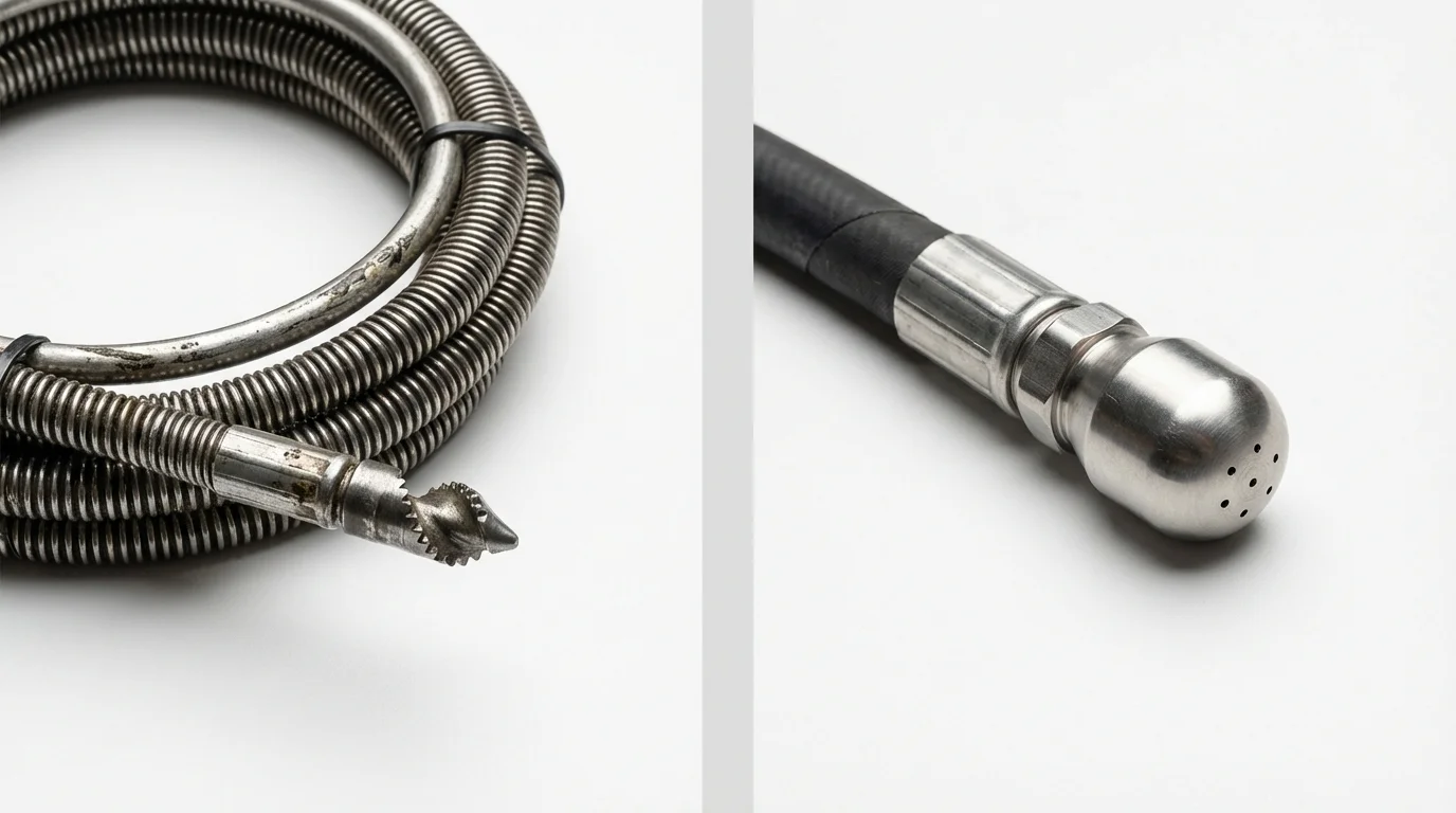 Drain snake cable and hydro jetting nozzle used for drain cleaning in Lake Alfred, FL