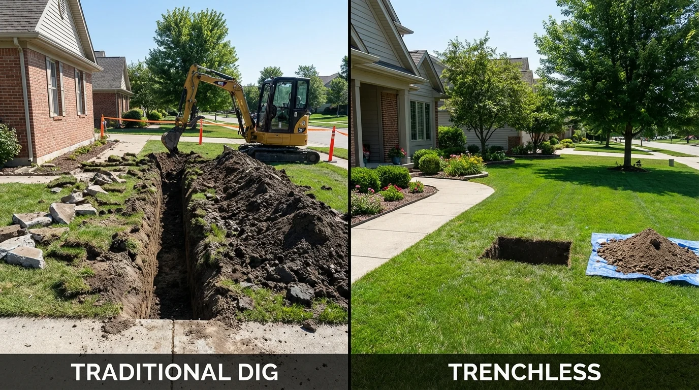 Trenchless sewer repair with minimal yard damage versus traditional excavation in Lake Alfred, FL